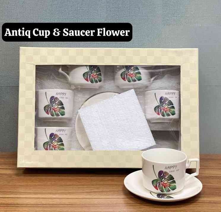 Antiq Flower Design Cup & Saucer - 566-3